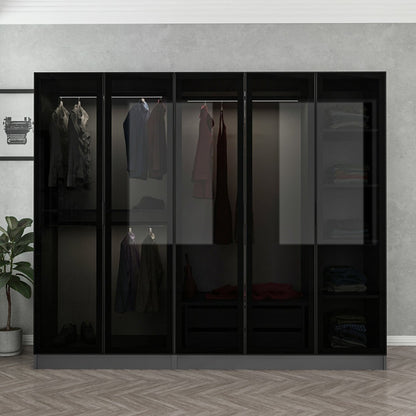 Ντουλάπα 225x210x52 εκ Anthracite Black 506MNR2587