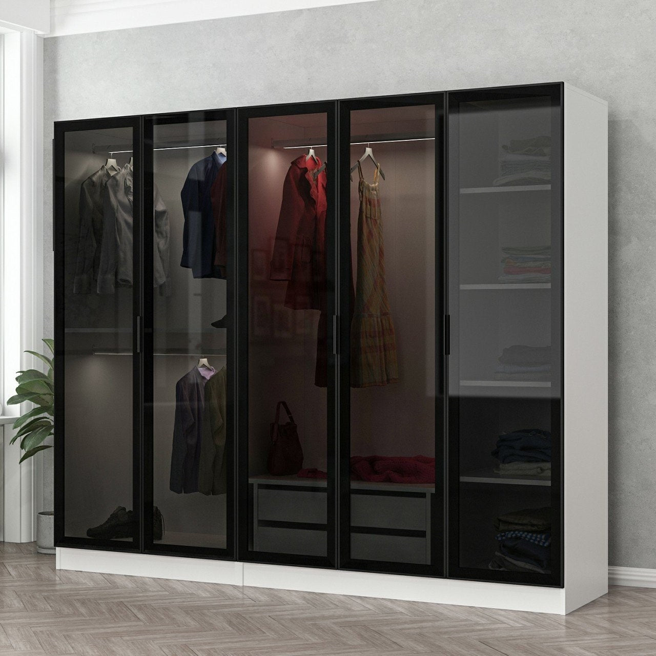 Ντουλάπα 225x190x52 εκ White Black 506MNR2588