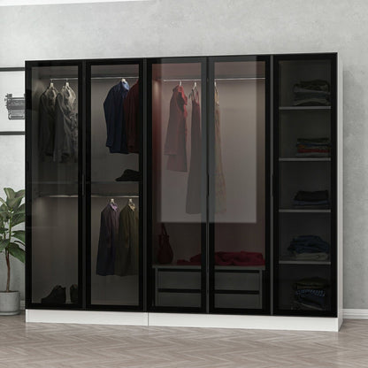 Ντουλάπα 225x190x52 εκ White Black 506MNR2588