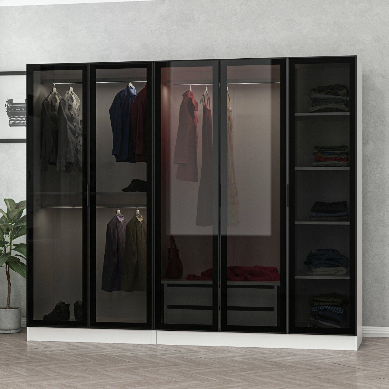 Ντουλάπα 225x210x52 εκ White Black 506MNR2589