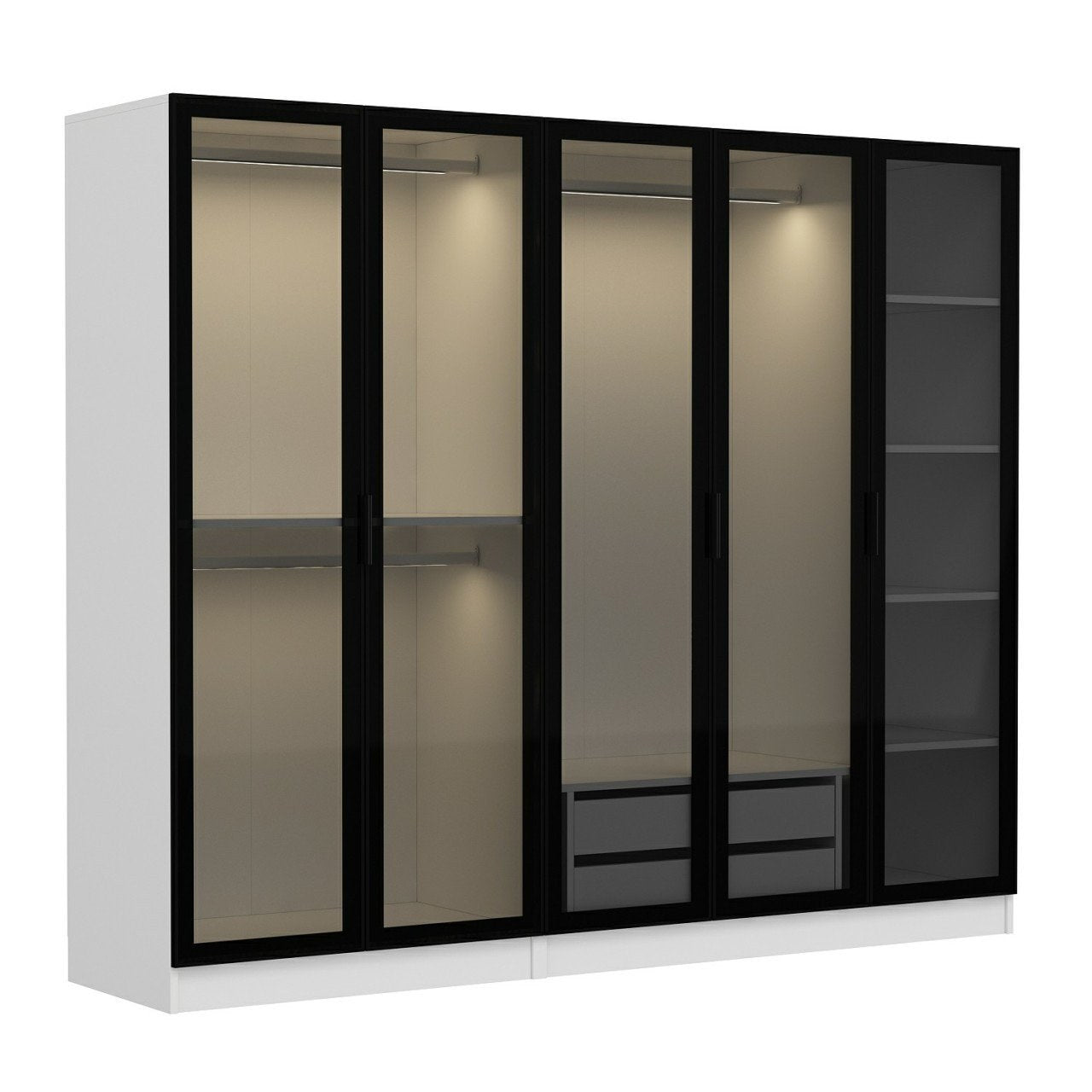 Ντουλάπα 225x210x52 εκ White Black 506MNR2589
