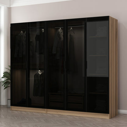 Ντουλάπα 225x210x52 εκ Golden Oak Dark Grey 506MNR2601