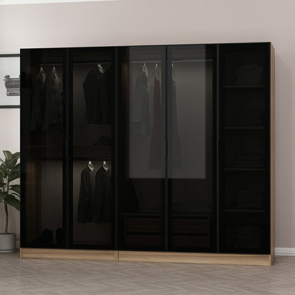 Ντουλάπα 225x210x52 εκ Golden Oak Dark Grey 506MNR2601
