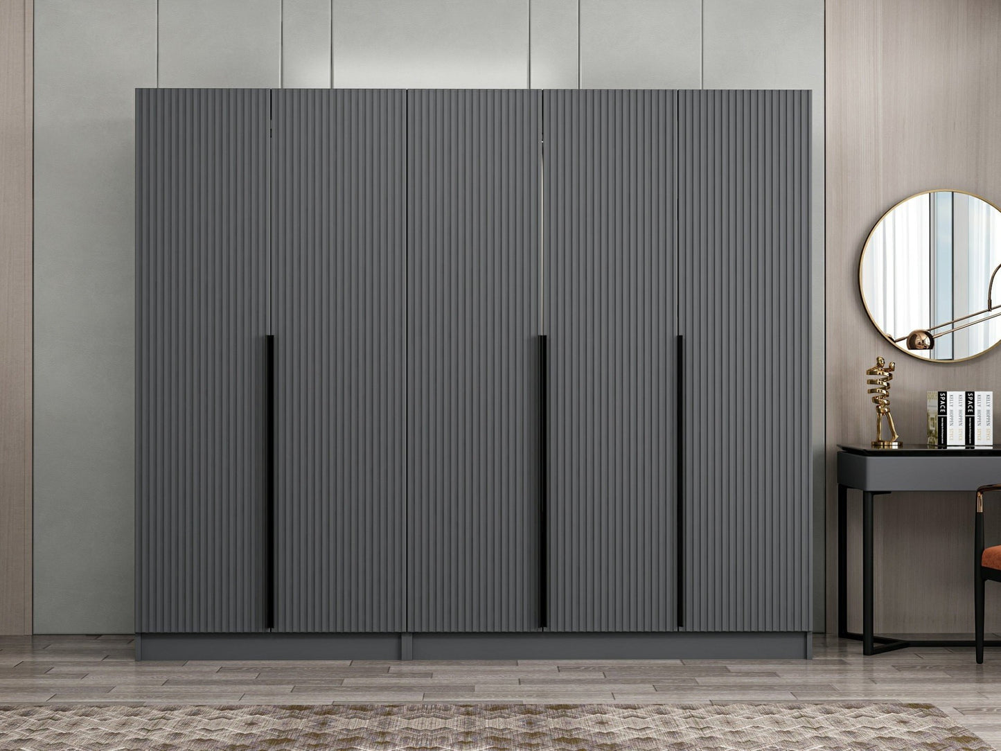 Ντουλάπα 225x210x52 εκ Ανθρακί 506MNR2603