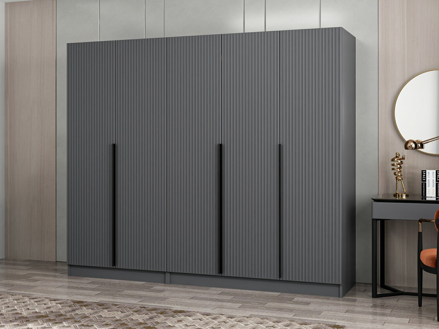 Ντουλάπα 225x210x52 εκ Ανθρακί 506MNR2603