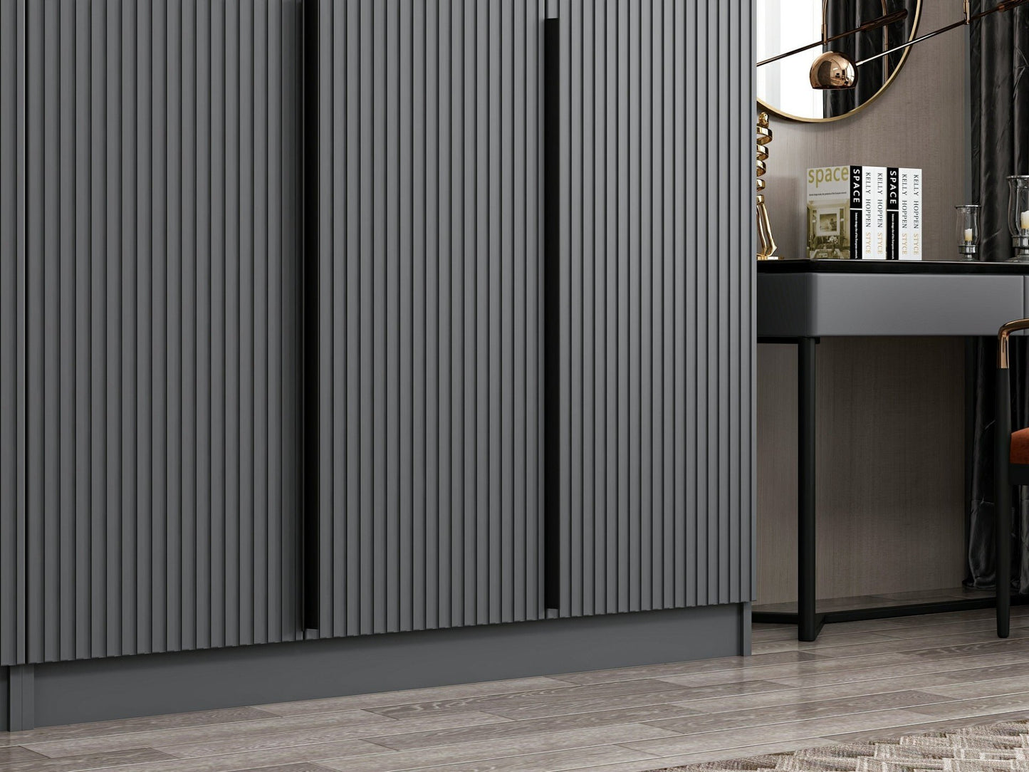 Ντουλάπα 225x210x52 εκ Ανθρακί 506MNR2603