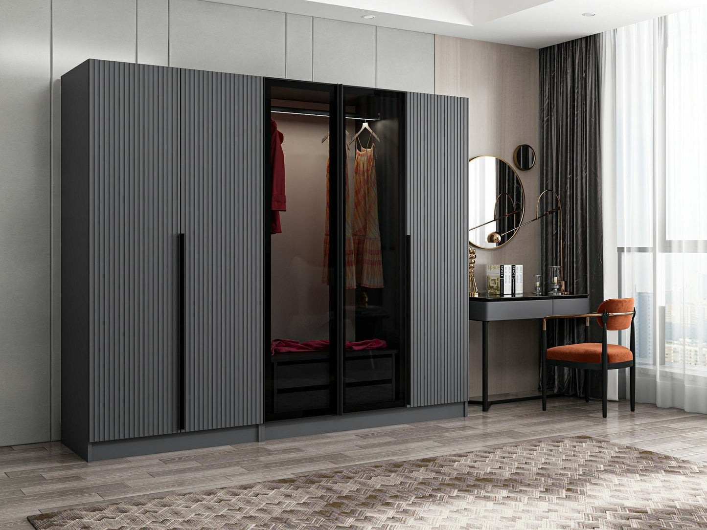 Ντουλάπα 225x210x52 εκ Anthracite Dark Grey 506MNR2606