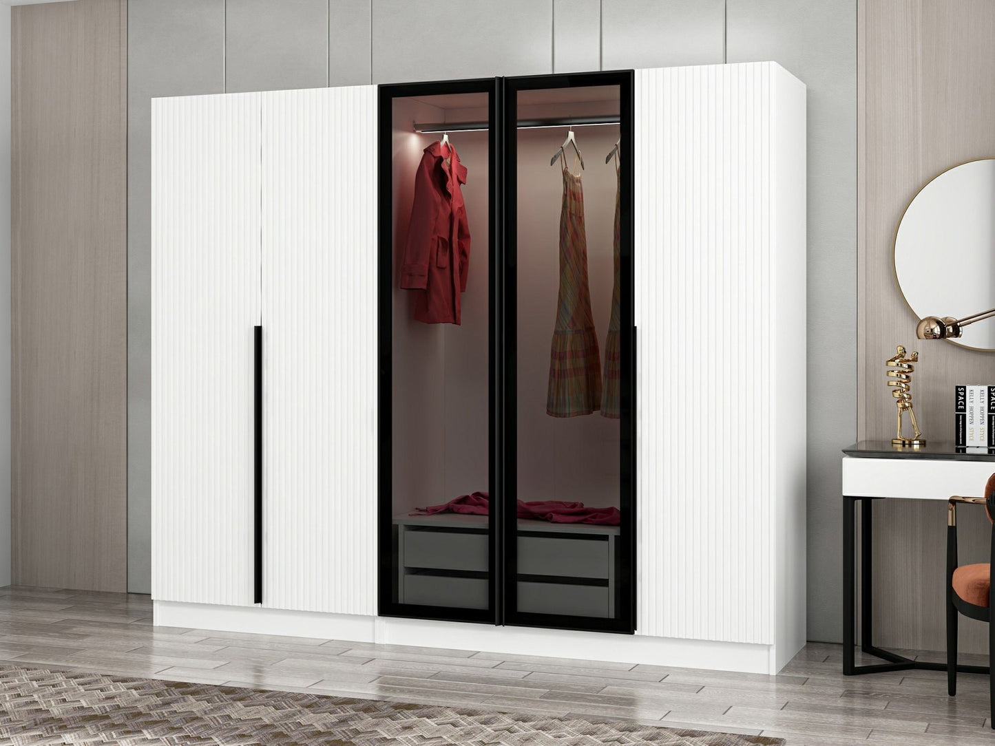 Ντουλάπα 225x210x52 εκ White Dark Grey 506MNR2607