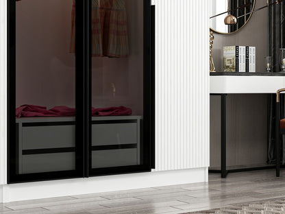 Ντουλάπα 225x210x52 εκ White Dark Grey 506MNR2607
