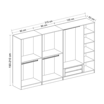 Ντουλάπα 315x190x52 εκ Dore 506MNR2619