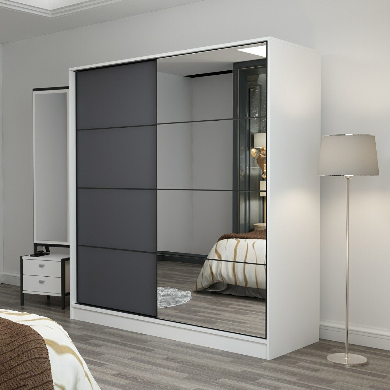 Ντουλάπα 180x190x52 εκ White Anthracite 506MNR2627