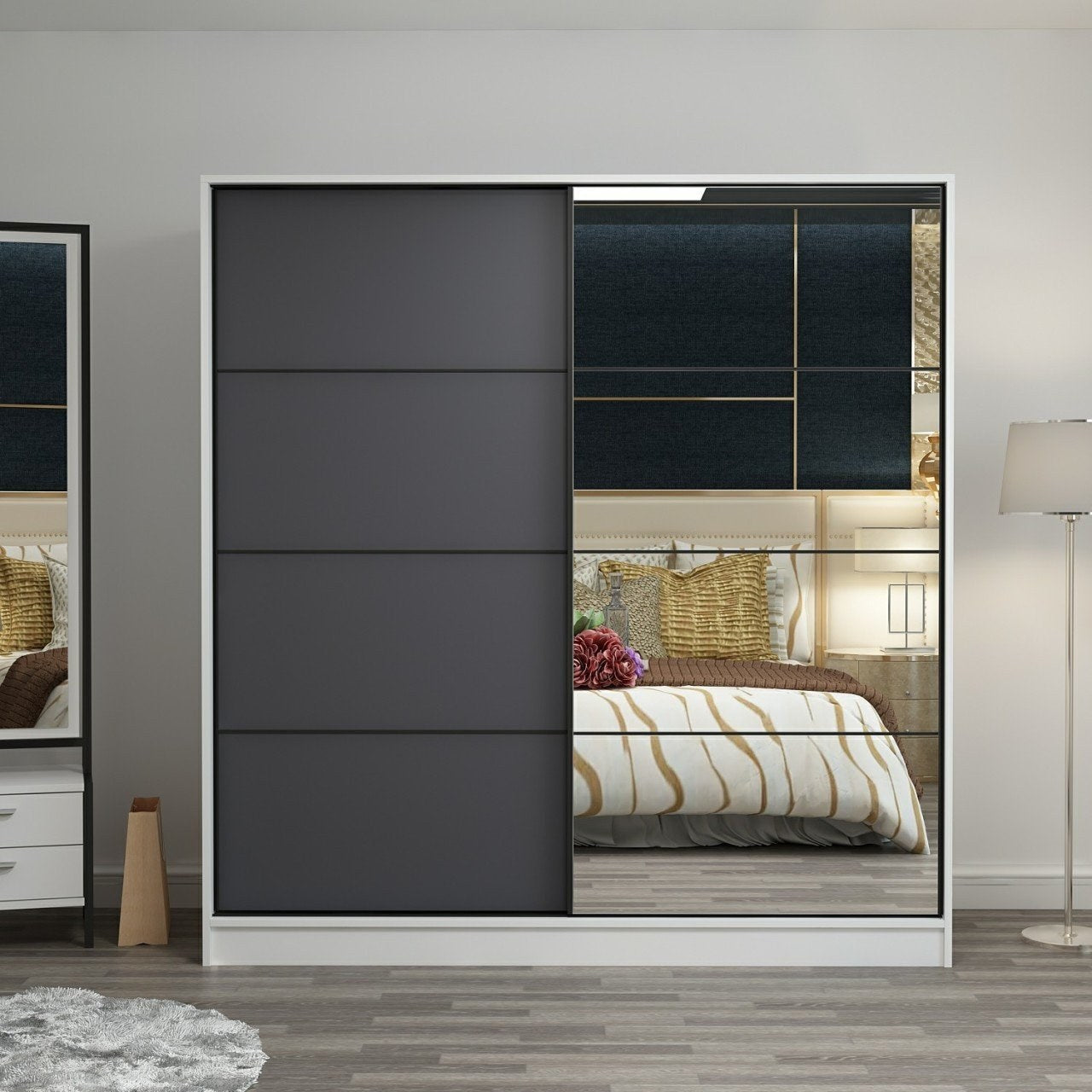 Ντουλάπα 180x210x52 εκ White Anthracite 506MNR2628