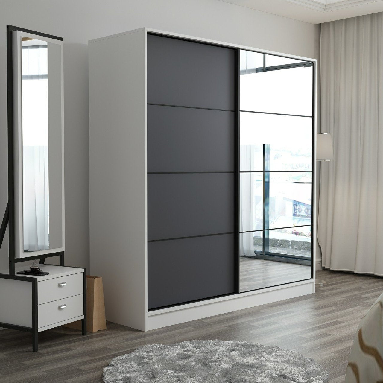 Ντουλάπα 180x210x52 εκ White Anthracite 506MNR2628