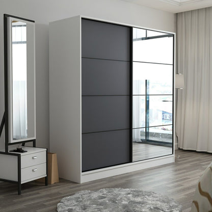 Ντουλάπα 180x210x52 εκ White Anthracite 506MNR2628