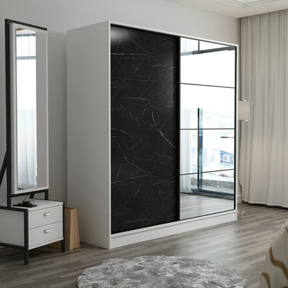 Ντουλάπα 180x190x52 εκ White Black 506MNR2629