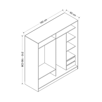 Ντουλάπα 180x190x52 εκ White Black 506MNR2629