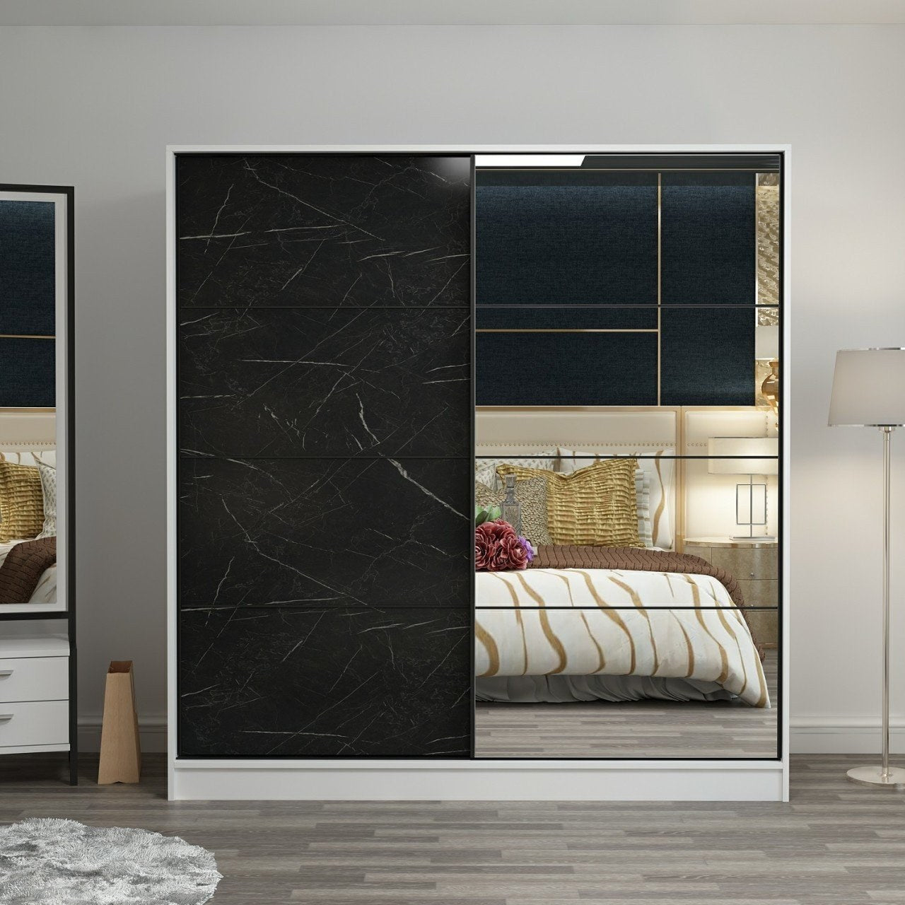Ντουλάπα 180x210x52 εκ White Black 506MNR2630