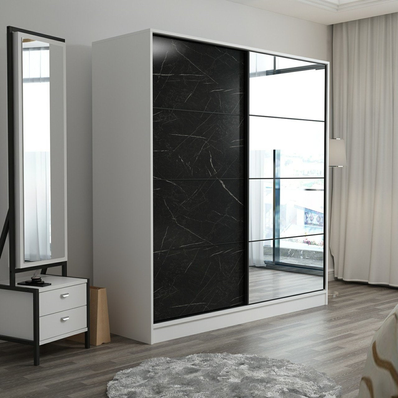 Ντουλάπα 180x210x52 εκ White Black 506MNR2630