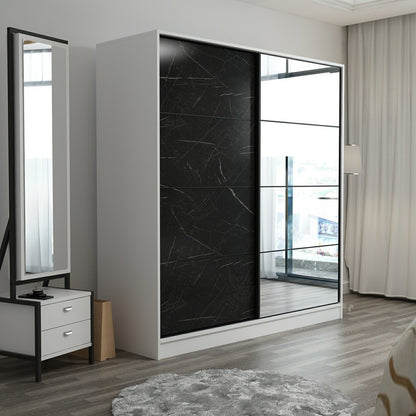 Ντουλάπα 180x210x52 εκ White Black 506MNR2630