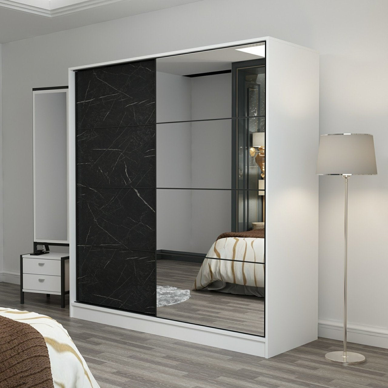 Ντουλάπα 180x210x52 εκ White Black 506MNR2630
