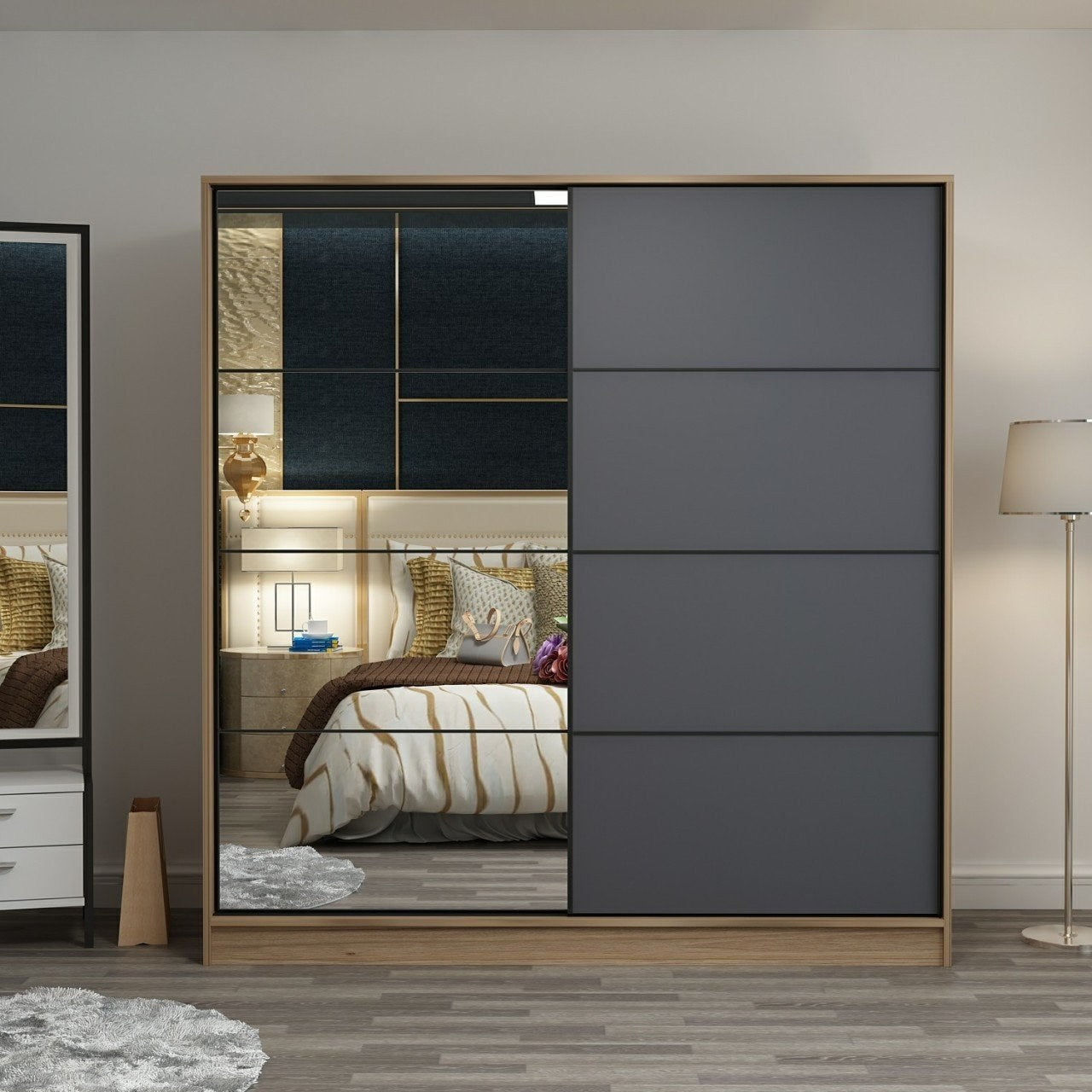 Ντουλάπα 180x190x52 εκ Dore Anthracite 506MNR2635