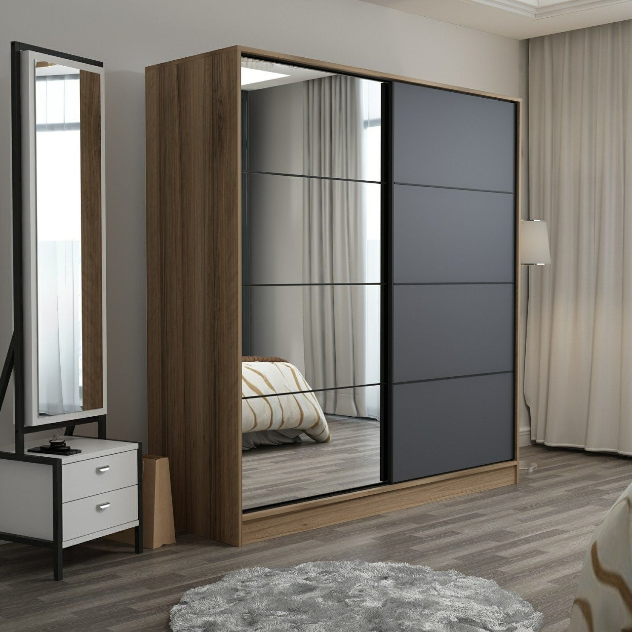 Ντουλάπα 180x190x52 εκ Dore Anthracite 506MNR2635