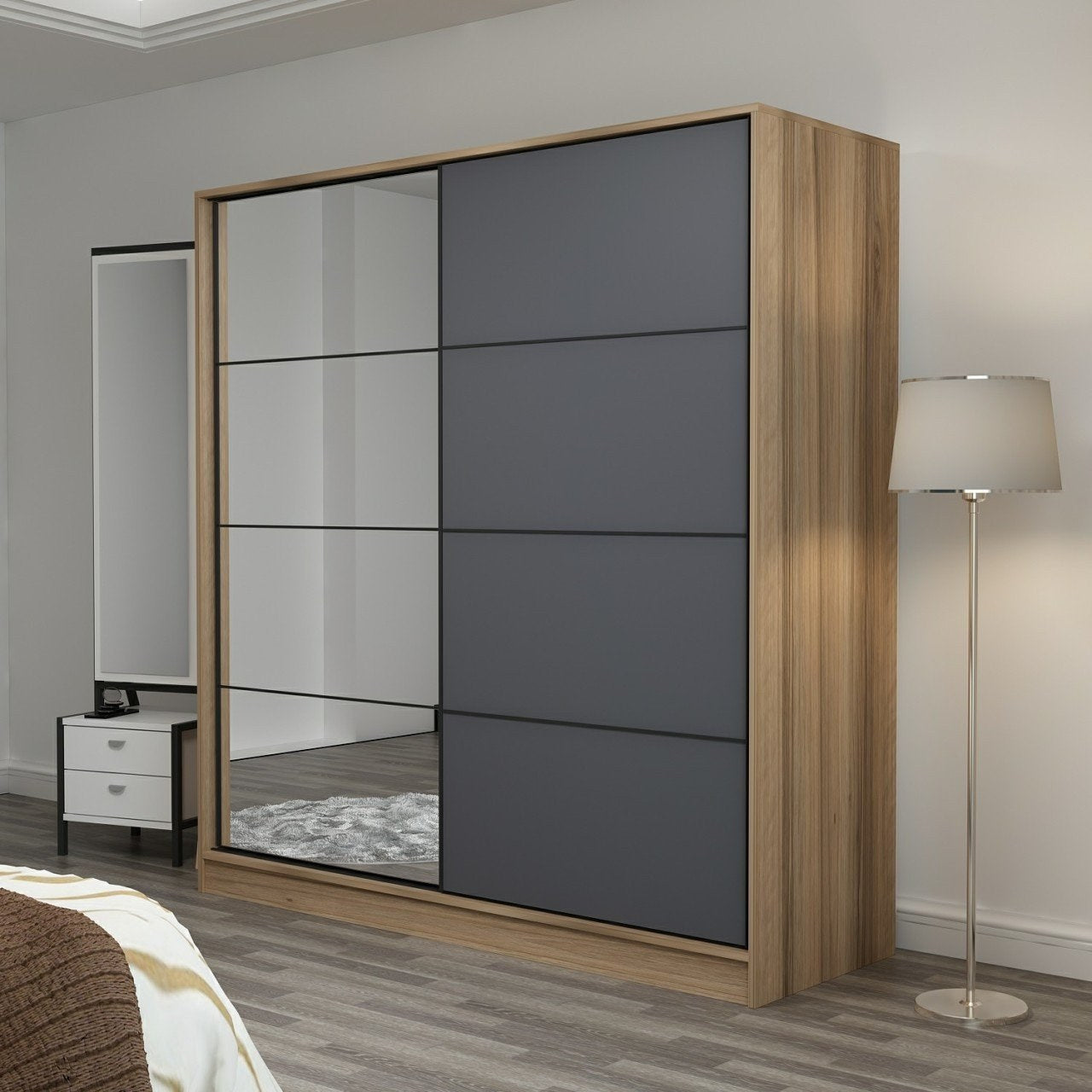 Ντουλάπα 180x210x60 εκ Dore Anthracite 506MNR2636