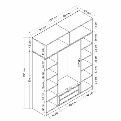 Ντουλάπα 180x235x52 εκ Λευκό 506MNR2649