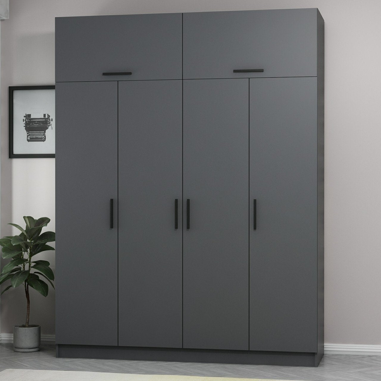 Ντουλάπα 180x235x52 εκ Ανθρακί 506MNR2661