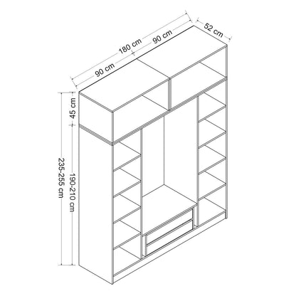 Ντουλάπα 180x235x52 εκ Dore 506MNR2675