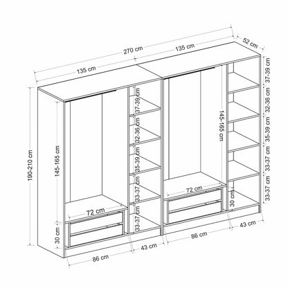 Ντουλάπα 270x210x52 εκ Λευκό 506MNR2697
