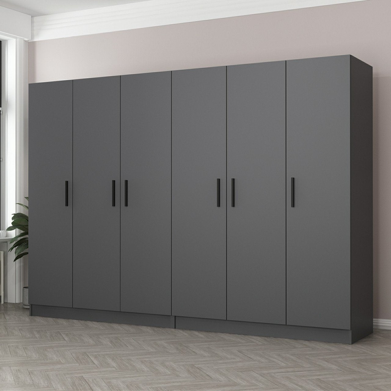 Ντουλάπα 270x210x52 εκ Ανθρακί 506MNR2723