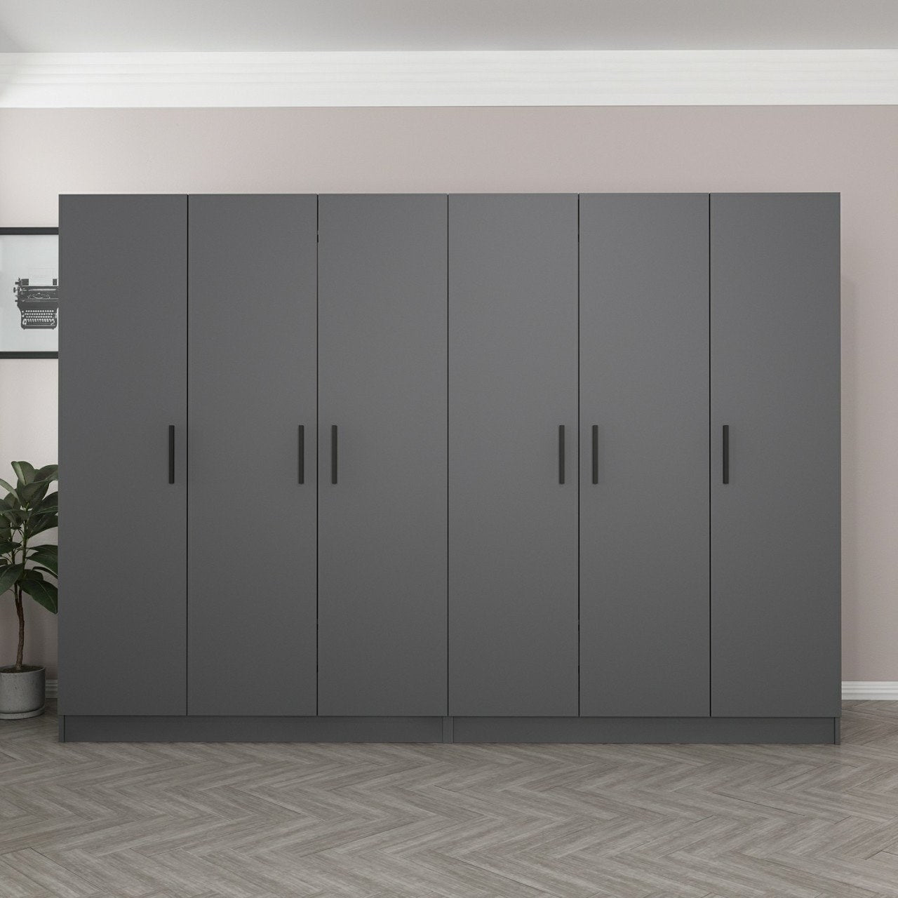 Ντουλάπα 270x210x52 εκ Ανθρακί 506MNR2723