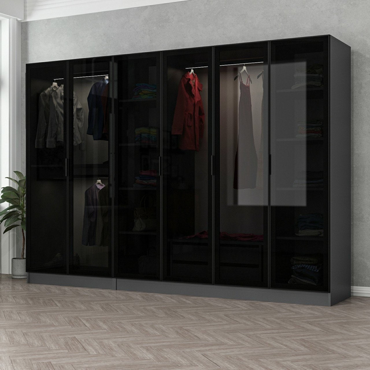 Ντουλάπα 270x190x52 εκ Anthracite Black 506MNR2728