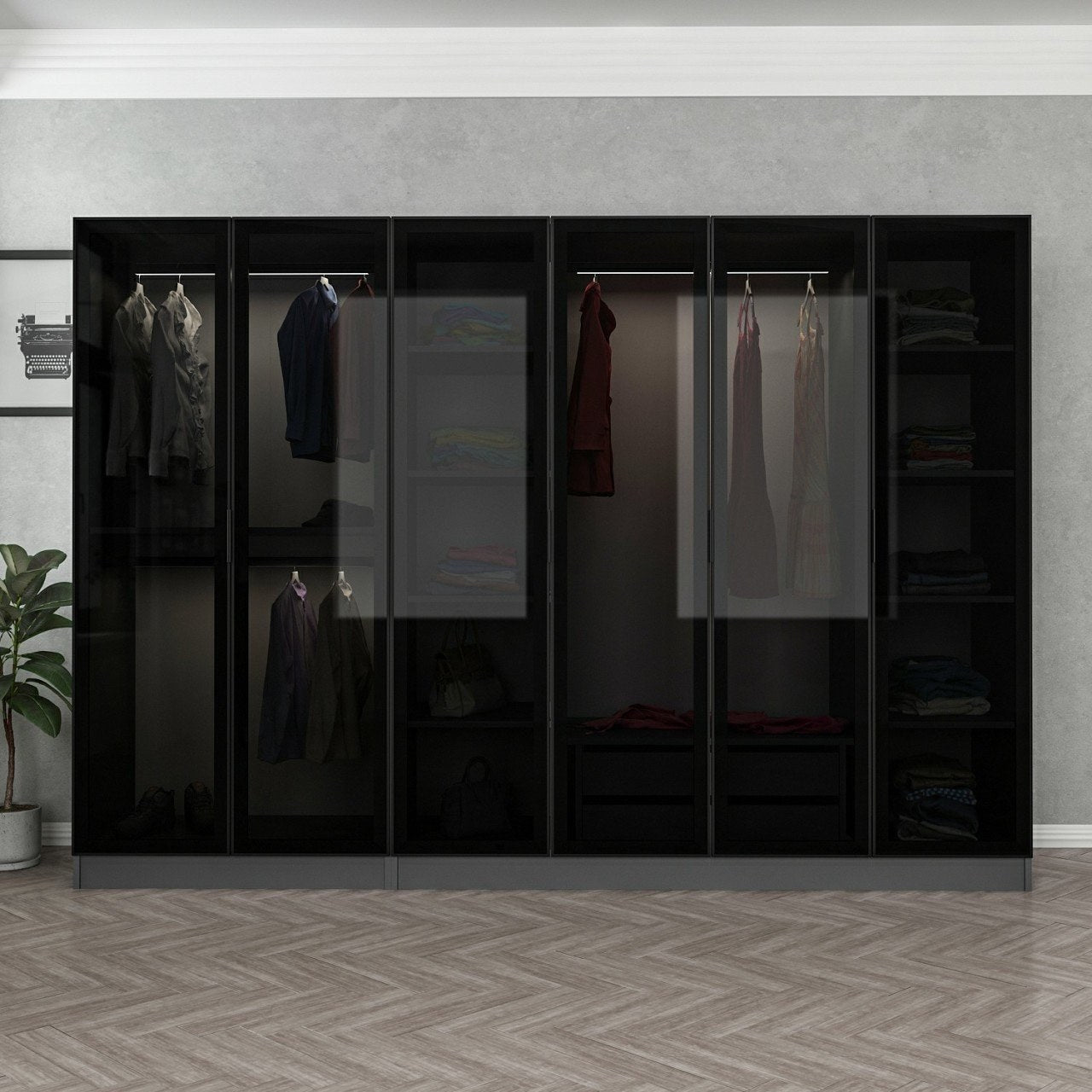Ντουλάπα 270x190x52 εκ Anthracite Black 506MNR2728