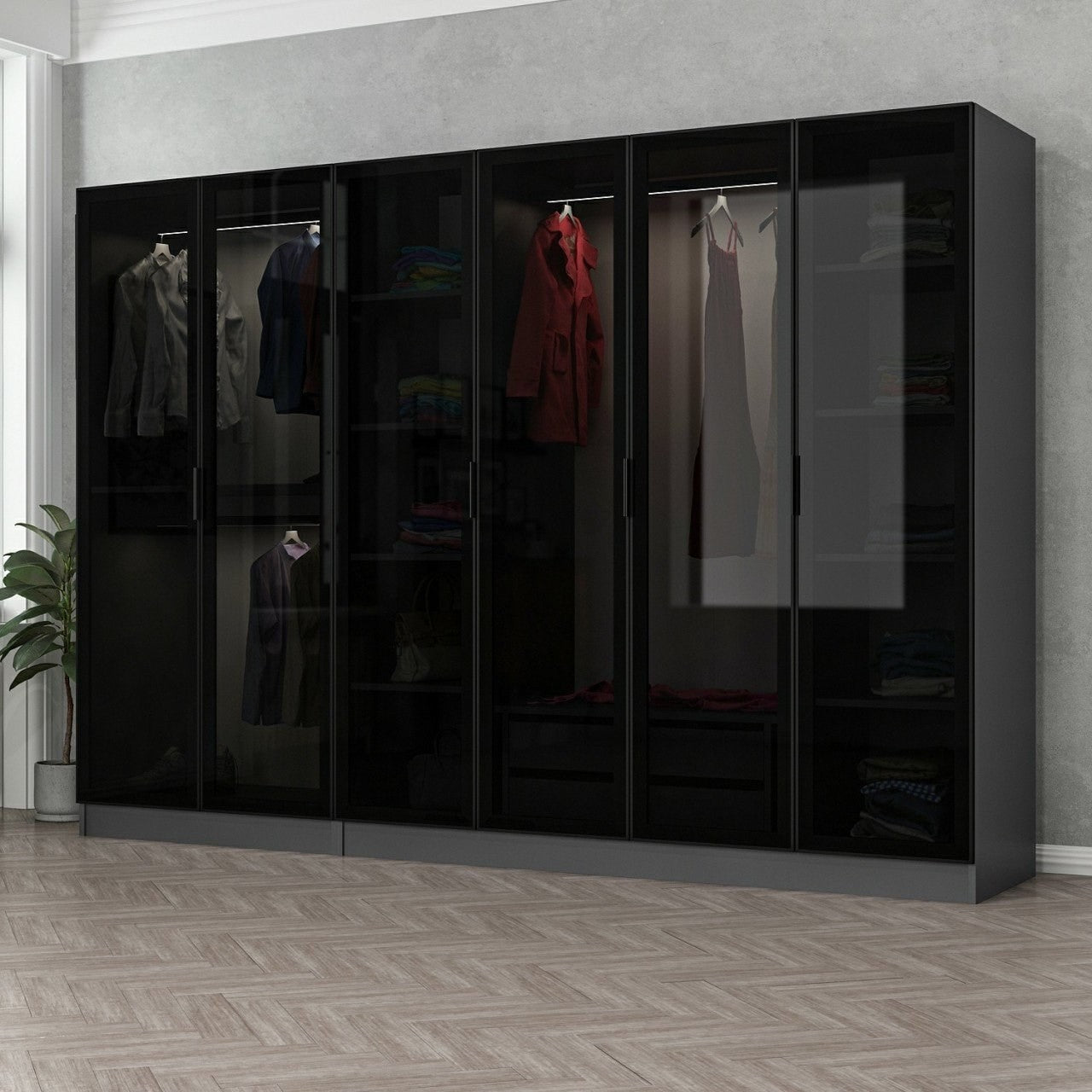 Ντουλάπα 270x210x52 εκ Anthracite Black 506MNR2729