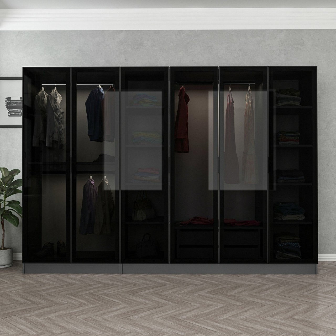 Ντουλάπα 270x210x52 εκ Anthracite Black 506MNR2729