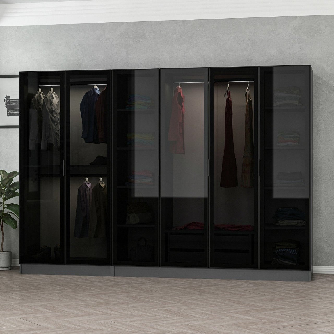 Ντουλάπα 270x210x52 εκ Anthracite Black 506MNR2729
