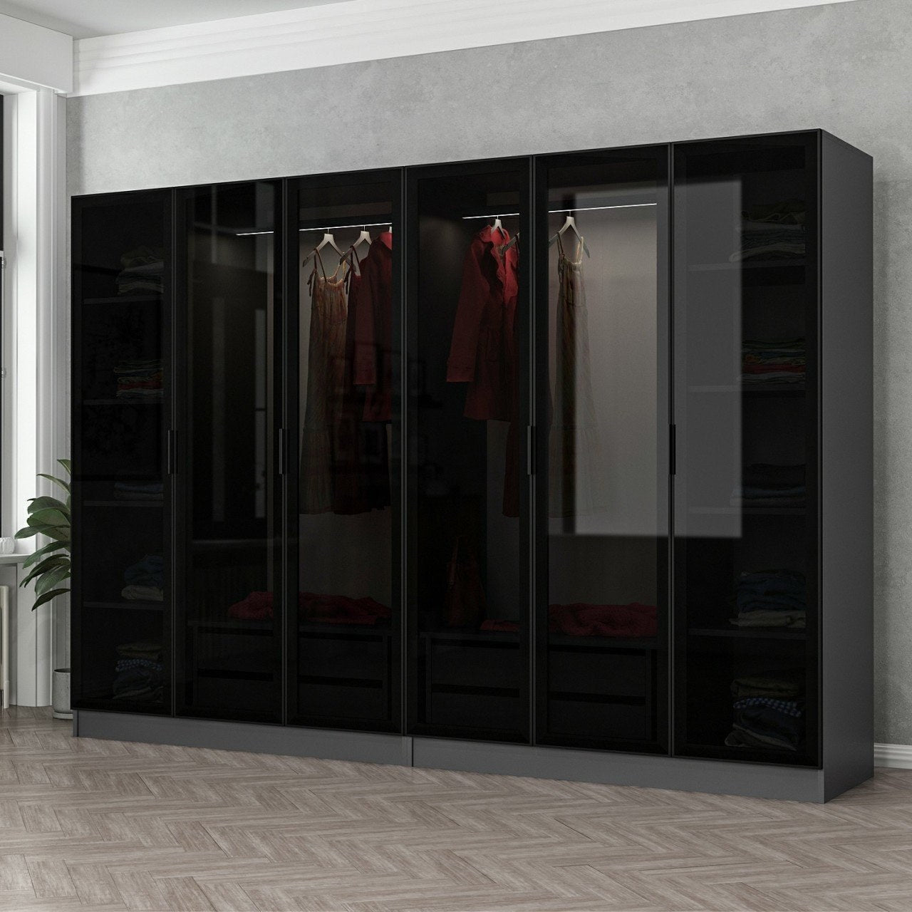 Ντουλάπα 270x190x52 εκ Anthracite Black 506MNR2730