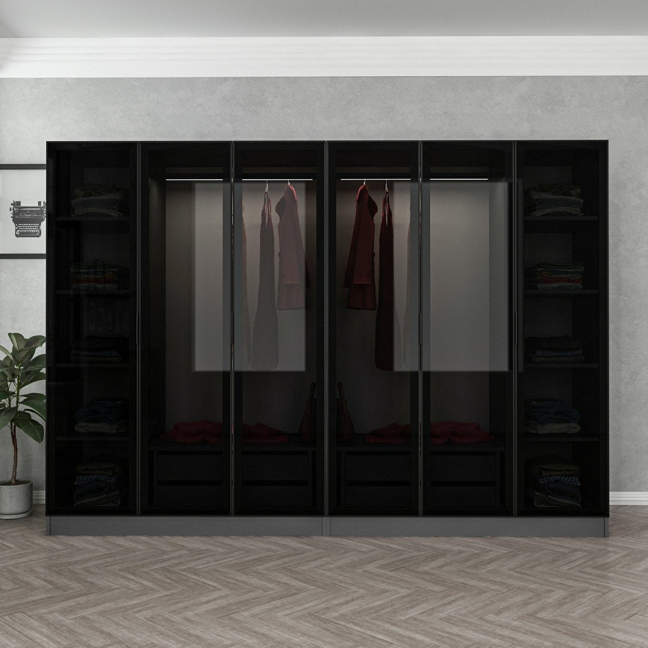 Ντουλάπα 270x190x52 εκ Anthracite Black 506MNR2730