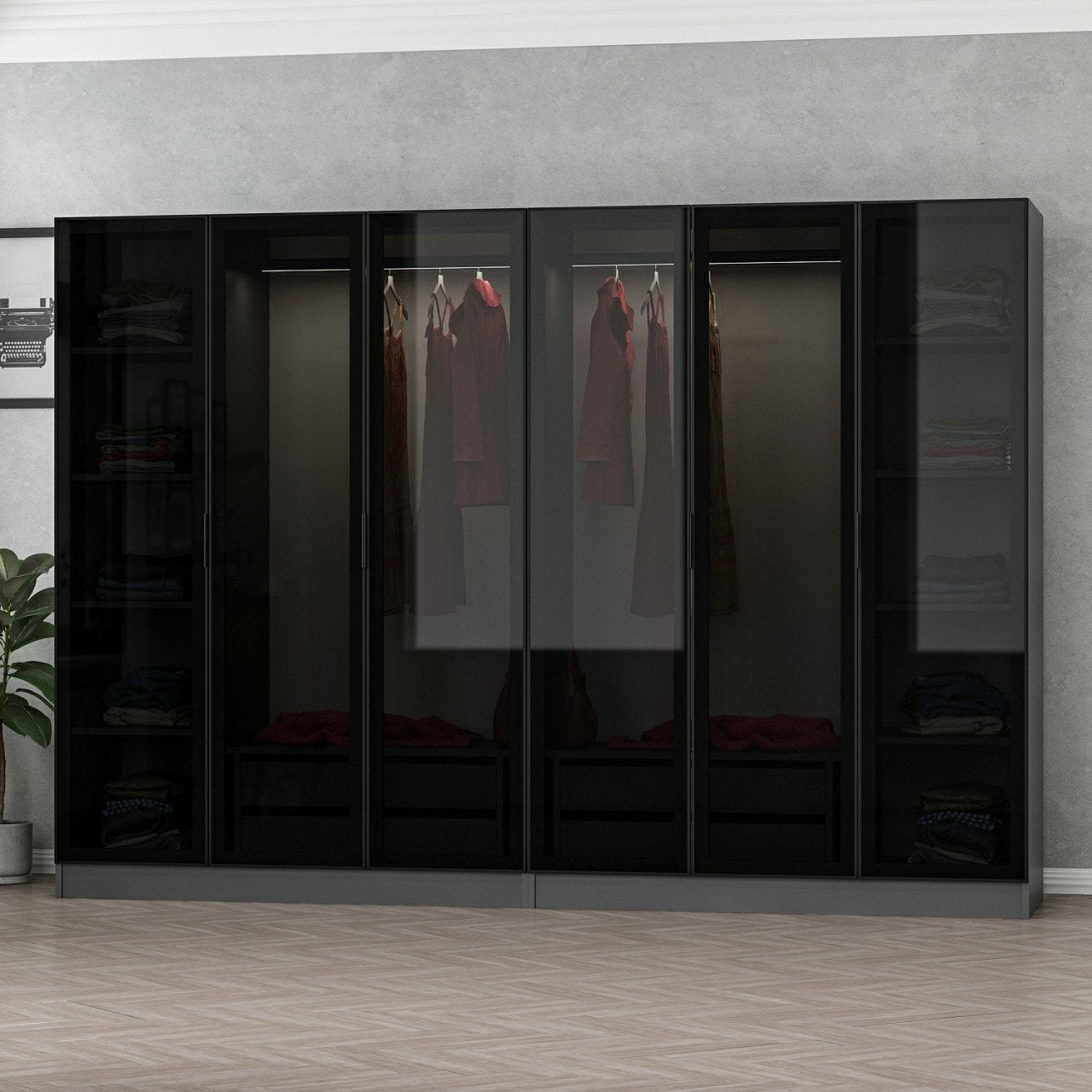 Ντουλάπα 270x190x52 εκ Anthracite Black 506MNR2730