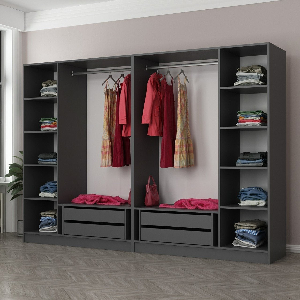 Ντουλάπα 270x190x52 εκ Anthracite Black 506MNR2730