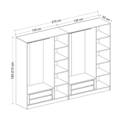 Ντουλάπα 270x190x52 εκ Anthracite Black 506MNR2730