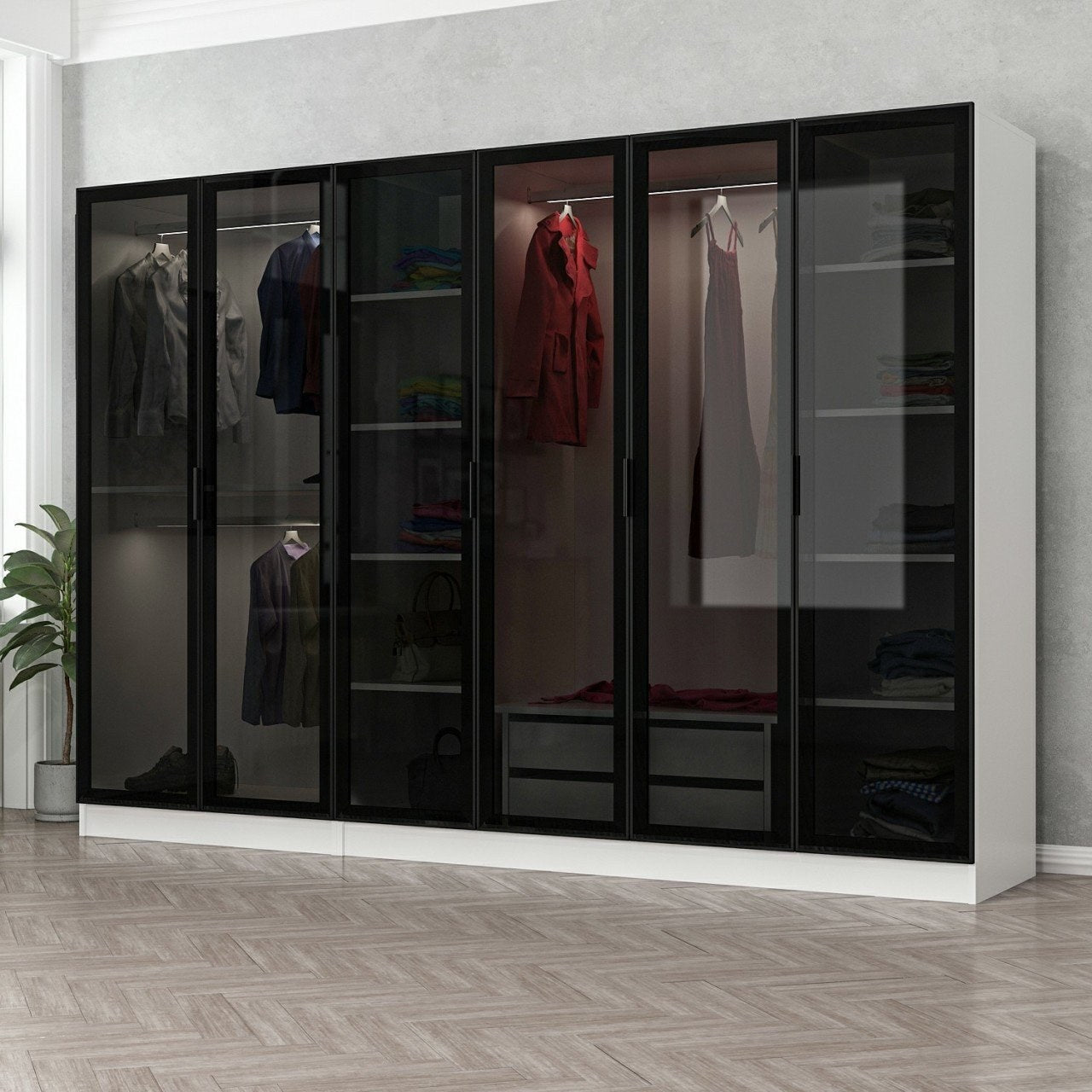 Ντουλάπα 270x190x52 εκ White Black 506MNR2732