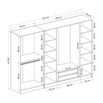 Ντουλάπα 270x190x52 εκ White Black 506MNR2732