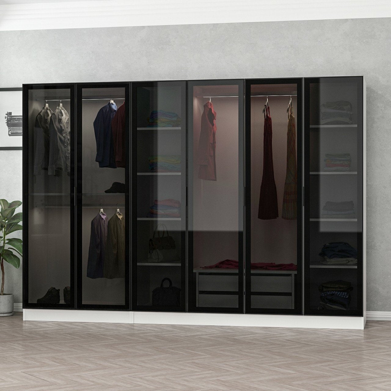 Ντουλάπα 270x210x52 εκ White Black 506MNR2733