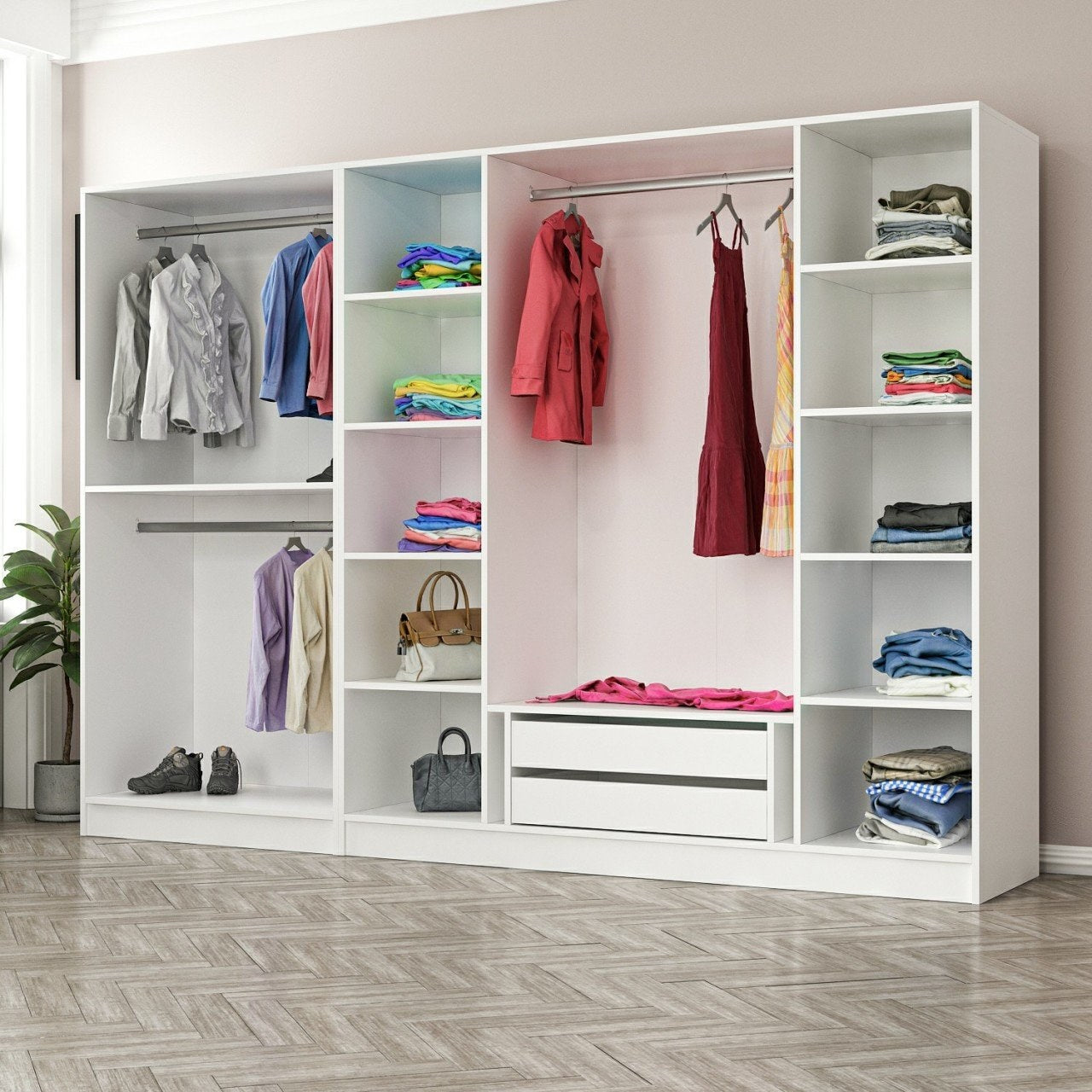 Ντουλάπα 270x210x52 εκ White Black 506MNR2733