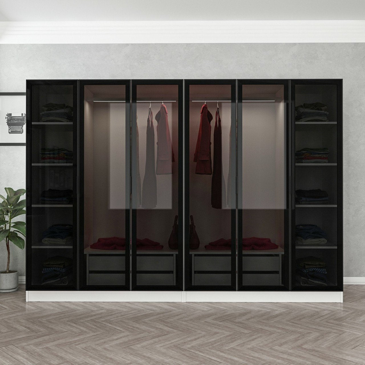 Ντουλάπα 270x190x52 εκ White Black 506MNR2734