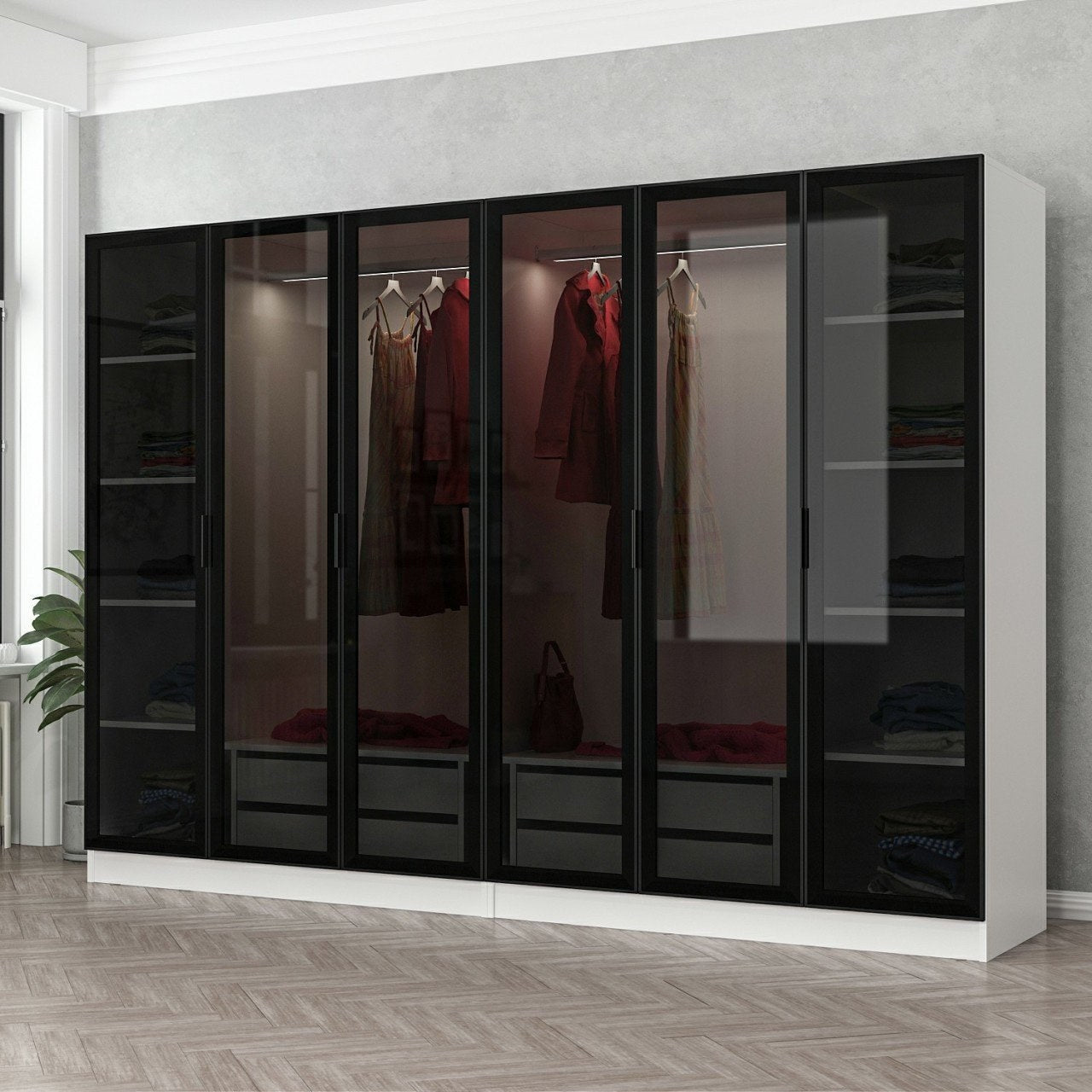 Ντουλάπα 270x210x52 εκ White Black 506MNR2735