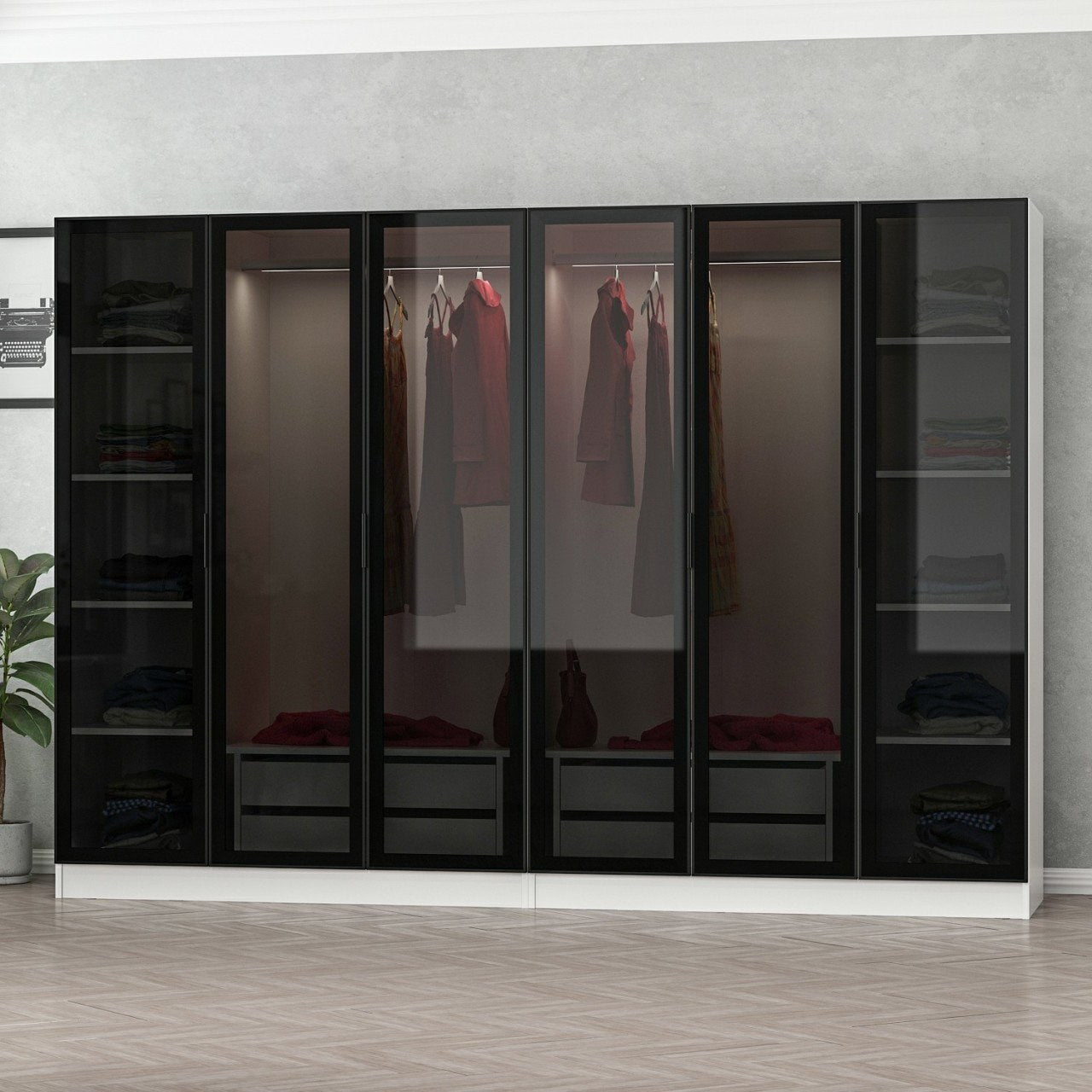 Ντουλάπα 270x210x52 εκ White Black 506MNR2735